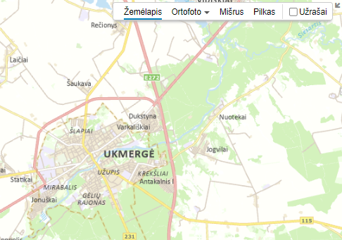 Pagrindinis geoportal.lt žemėlapis