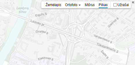 Pilkas geoportal.lt žemėlapis