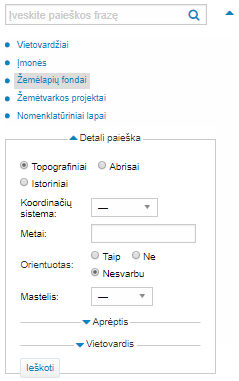 Geodezinės ir kartografinės medžiagos fondo žemėlapių paieška