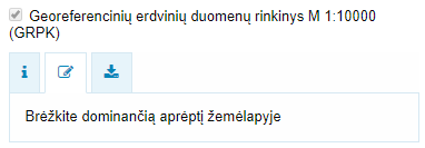 Identifikuokite objektą išrašo gavimui brėžiant aprėptį žemėlapyje mygtukas